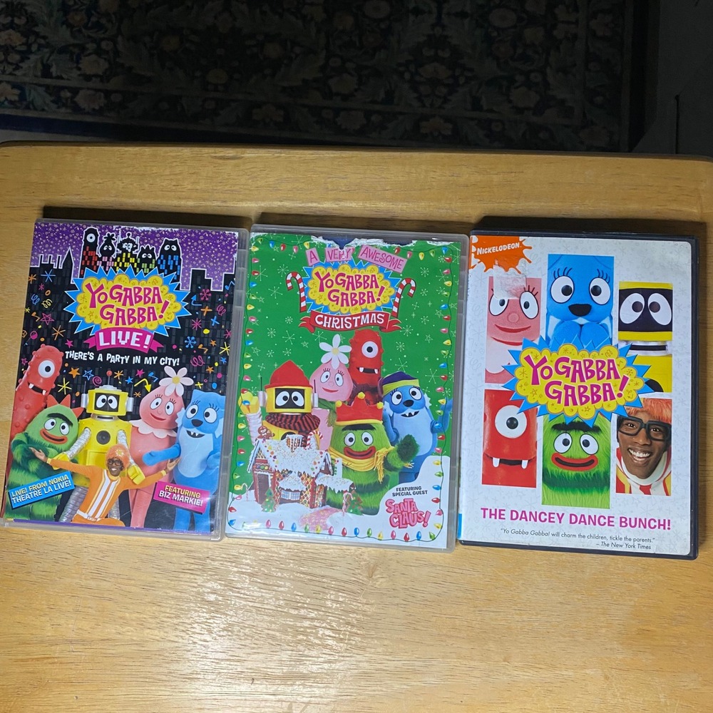 Yo Gabba Gabba DVD Set Live Christmas Dancey Dance Bunch Nickelodeon Kids Y2K
